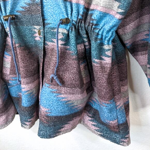 Vintage Reversible Parka Winbreaker Flannel Lined Southwestern Jacket 90s OS VTG - Picture 6 of 11